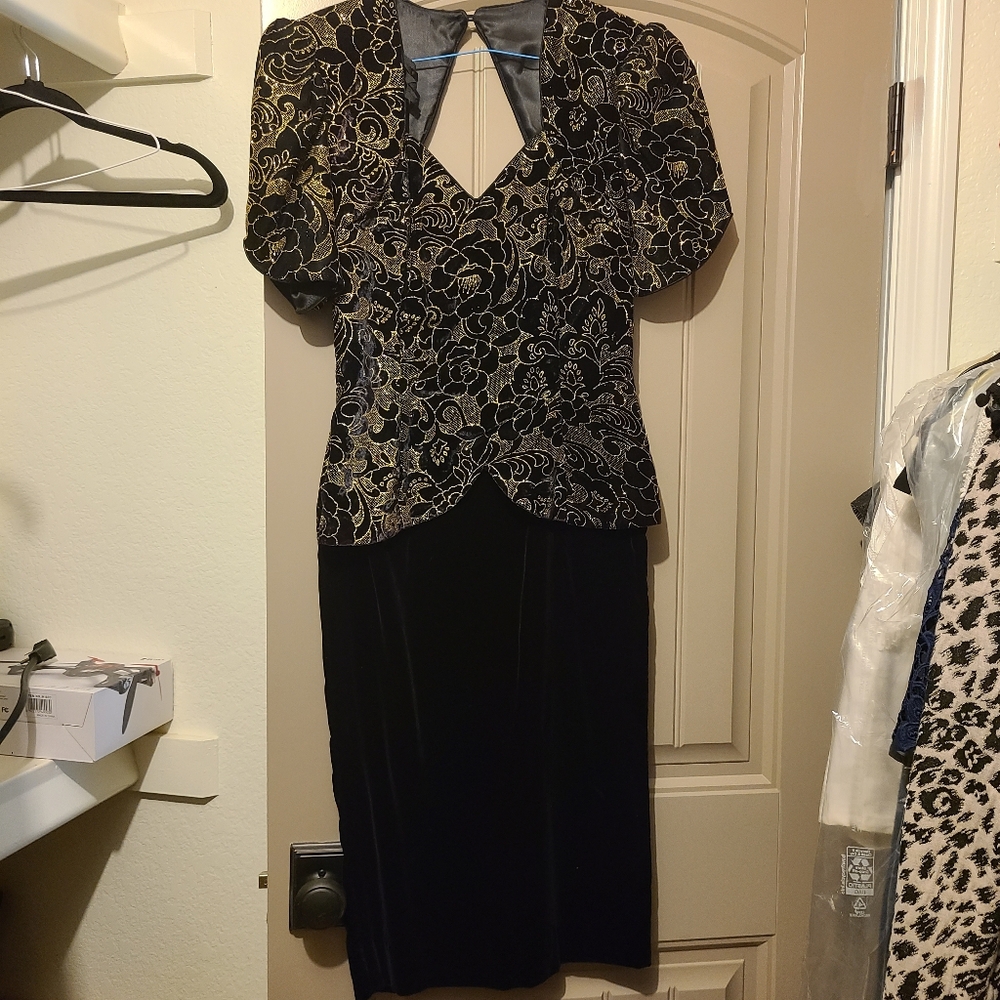 Black velvet evening dress